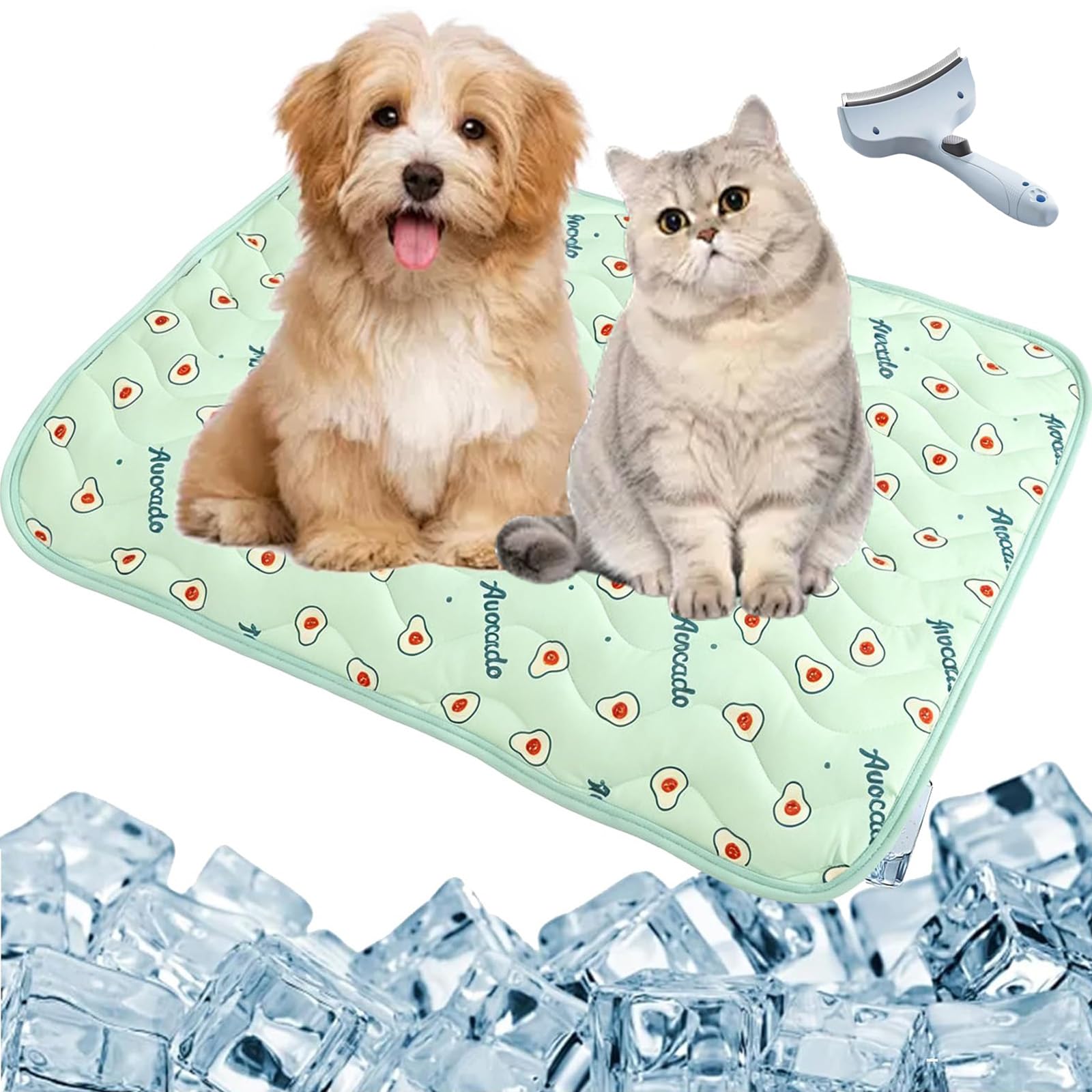 tiwuuyo Dog Cooling Mat, 2026 New Summer Self Cooling Pet Mat for Dogs & Cats, Scratch-Resistant Pet Cool Bed, Washable Cooling Blanket for Indoor & Outdoor (Avocado Green,L)