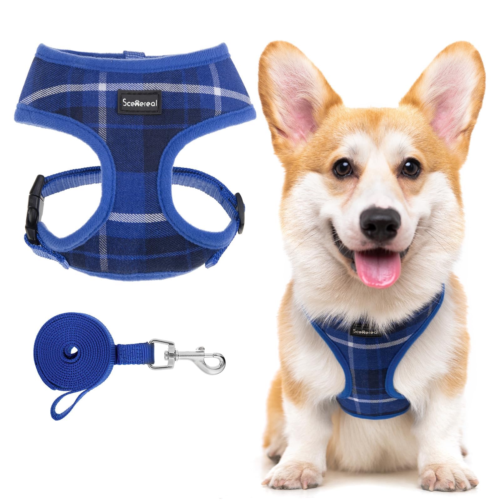SCENEREAL Puppy Dog Harness with Leash Set for Small Medium Sized Dogs Soft Mesh Step in Pet Harnesses and Leash