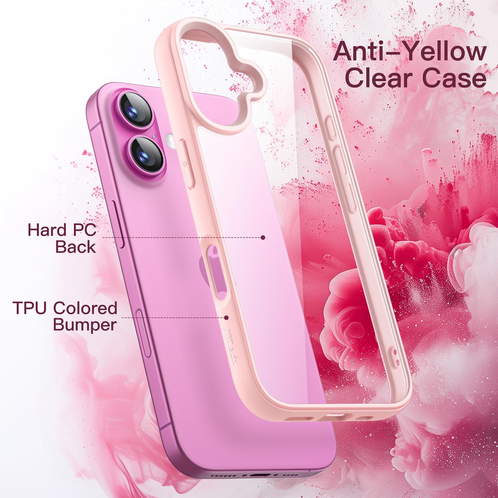 HOOMIL Cover per iPhone 16 Plus 6,7 Pollici, Custodia Anti-Ingiallimento, Antiurto e Anti-Graffi, Retro Rigida Trasparente - Crystal Clear
