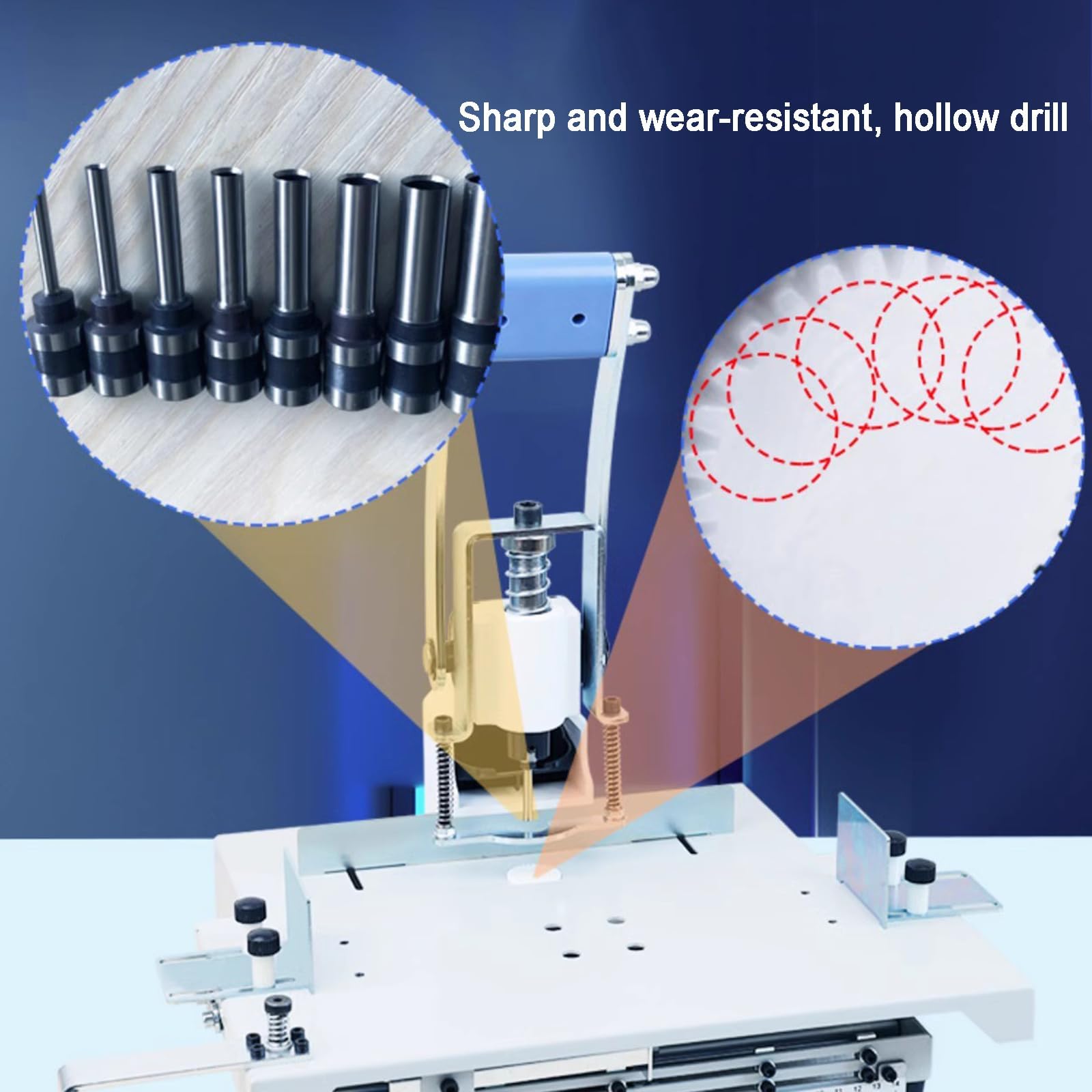 Perforatrice per Carta, Perforatrice Manuale a Foro Singolo con Piattaforma Mobile A4, Spessore di Perforazione 30 Mm E 5 Punte (3/5/7/8/10 Mm), per Carta, Etichette, Rilegatura di Segnalibri