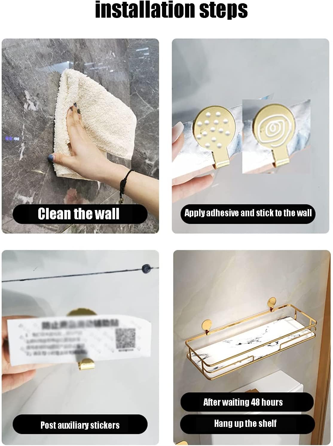Mensola Doccia Portaoggetti Mensola Portaoggetti da Doccia in Acciaio Inossidabile Senza Foratura Organizzatore per Mensole da Bagno per WC da Bagno Mensole Bagno Resistente(B,1pcs)