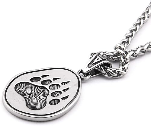 Miniatura 4 de BAVIPOWER Collar con colgante de pata de oso con patrón de nudo celta de acero inoxidable, collar escandinavo nórdico auténtico, joyería vikinga