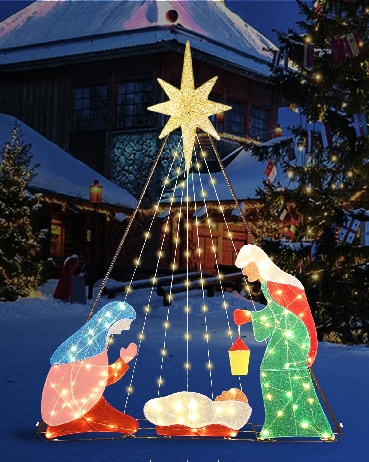 Photo 1 of **HAS MINOR DAMAGE*** Voplintra 6FT Nativity Sets for Christmas Decoration Outdoor,200 LED Lights, Stable & Heavy Duty Iron Frame?Extra Metal Stakes,Christmas Nativity Sets are Suitable for Various Occasions
