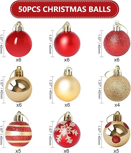 Miniatura 2 de 50 bolas de Navidad adornos para árbol de Navidad, bolas con purpurina, decoraciones de árbol de Navidad inastillables