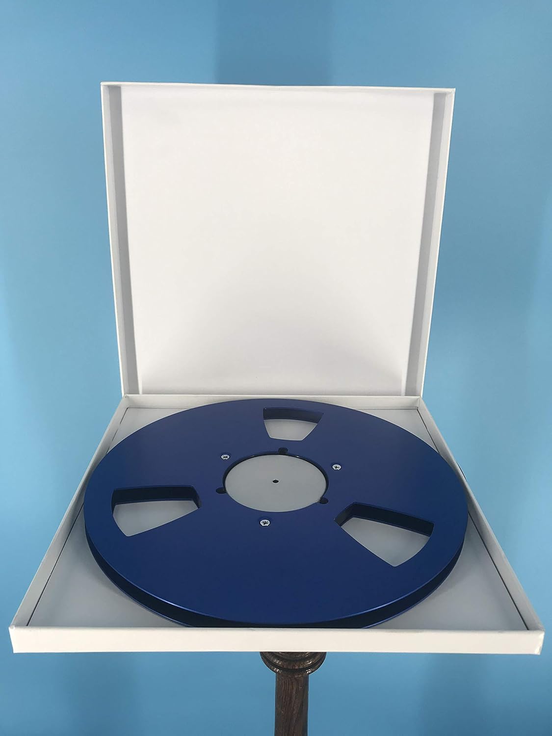 1/4" x 10.5" BLUE NAB Aluminum Metal Reel with White Hinged Set up Box NEW