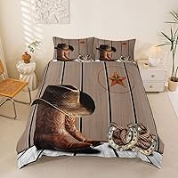Vista 10 de Erosebridal Juego de ropa de cama de vaquero occidental, funda de edredón para niños y hombres, funda de edredón azteca bohemia rústica