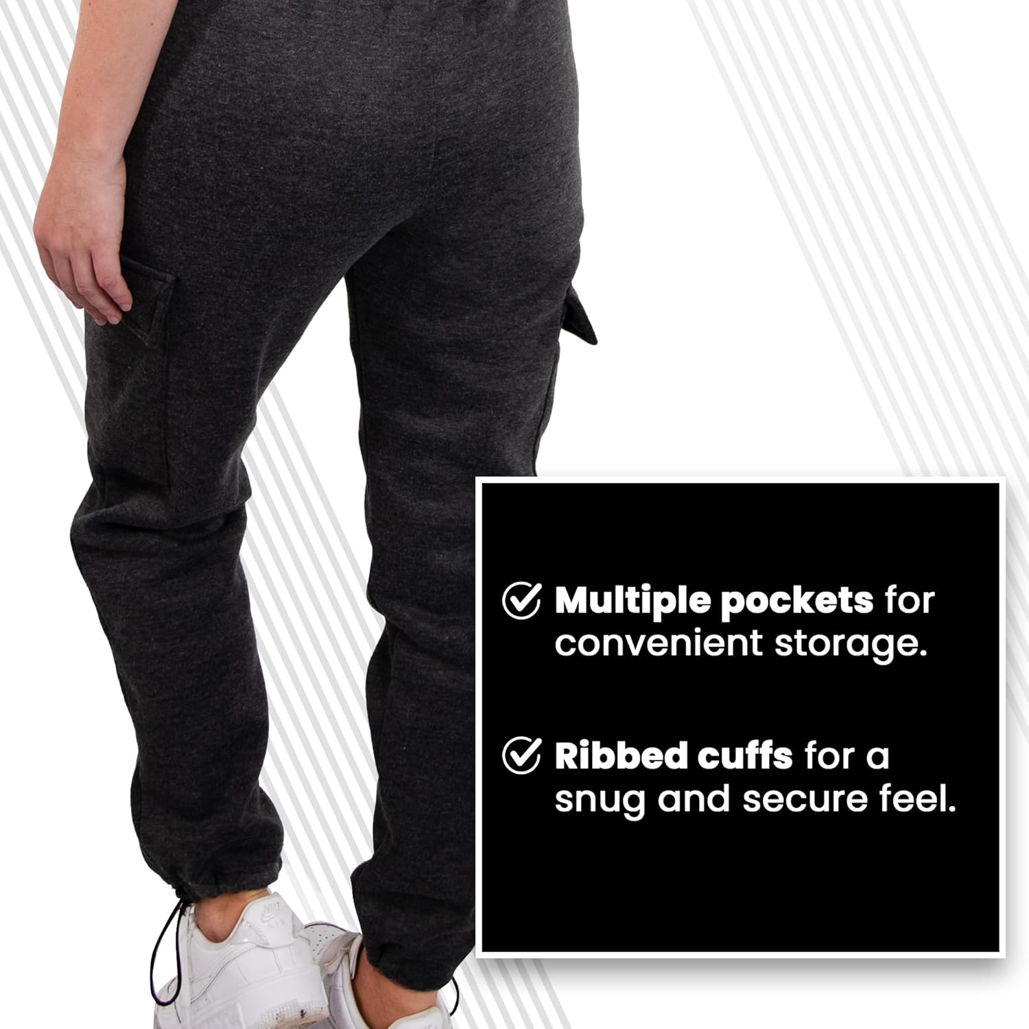 [2 Pack] Cargo Jogger Pants for Women Casual Lounge Sweatpants Ultimate Comfort and Super Soft Feel - Image 7