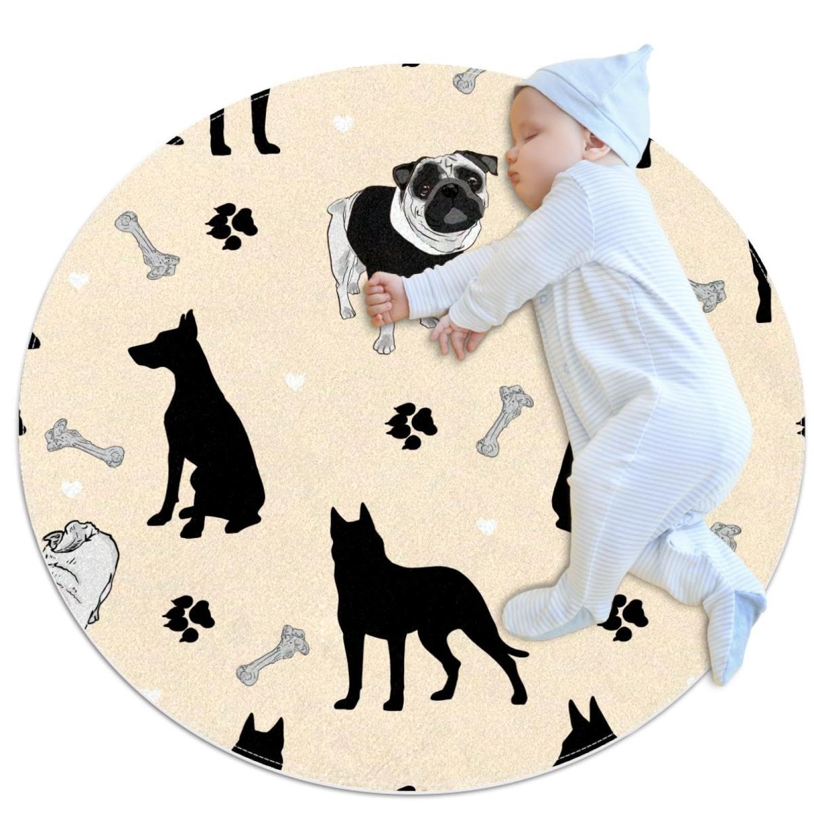 Tapis de bain Doberman rond 1m évite les chutes sur carrelage de salle de bain