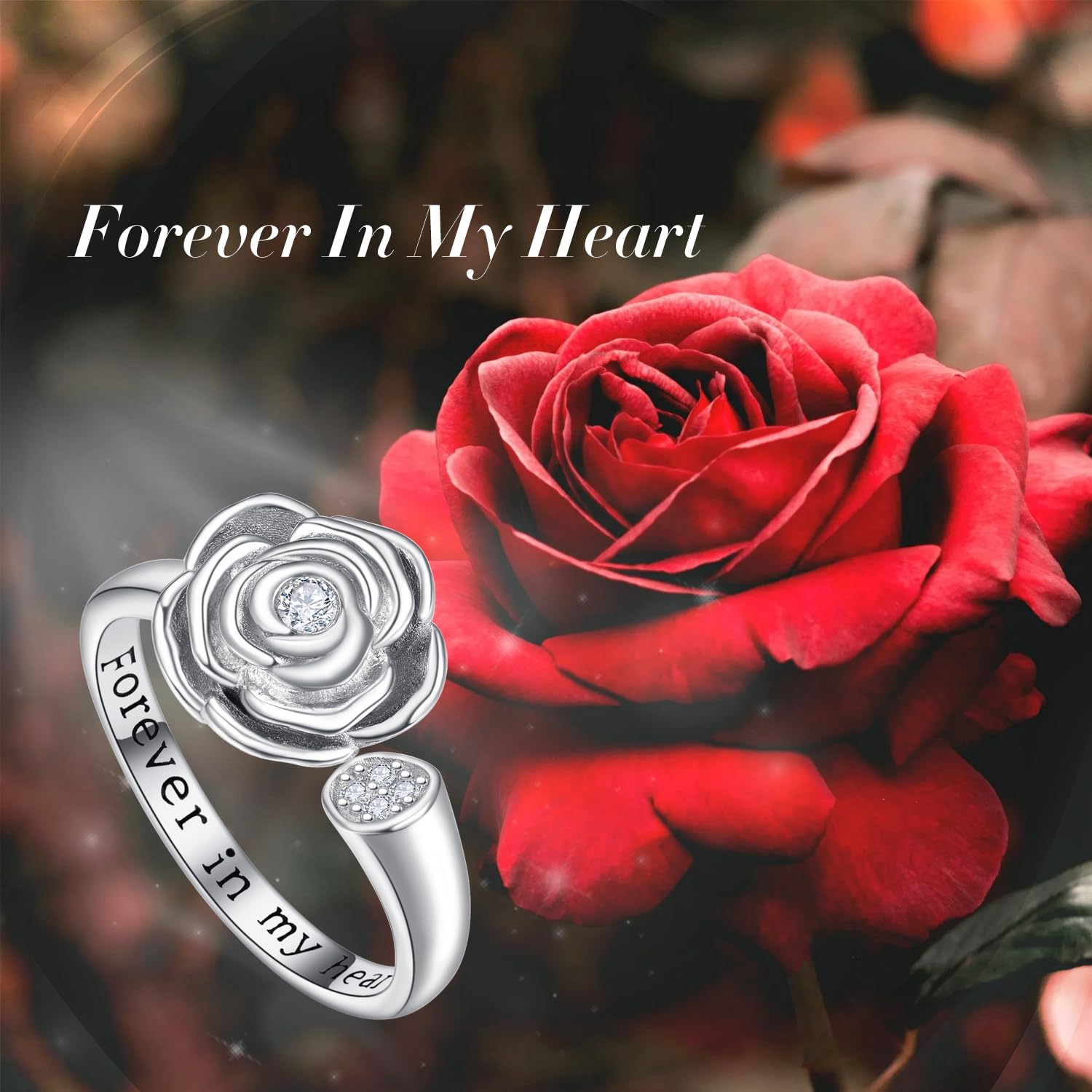KINGWHYTE Anillo de plata de ley 925 con diseño de infinito para mujer, urna de cremación, cenizas, anillo de recuerdo, joyería para mujeres, madres, hombres y mascotas, Plata de ley
