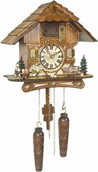 ISDD Cuckoo Clock TU 451 QM HZZG Quartz Cucus Clock Black Jungle House with Music Walnut