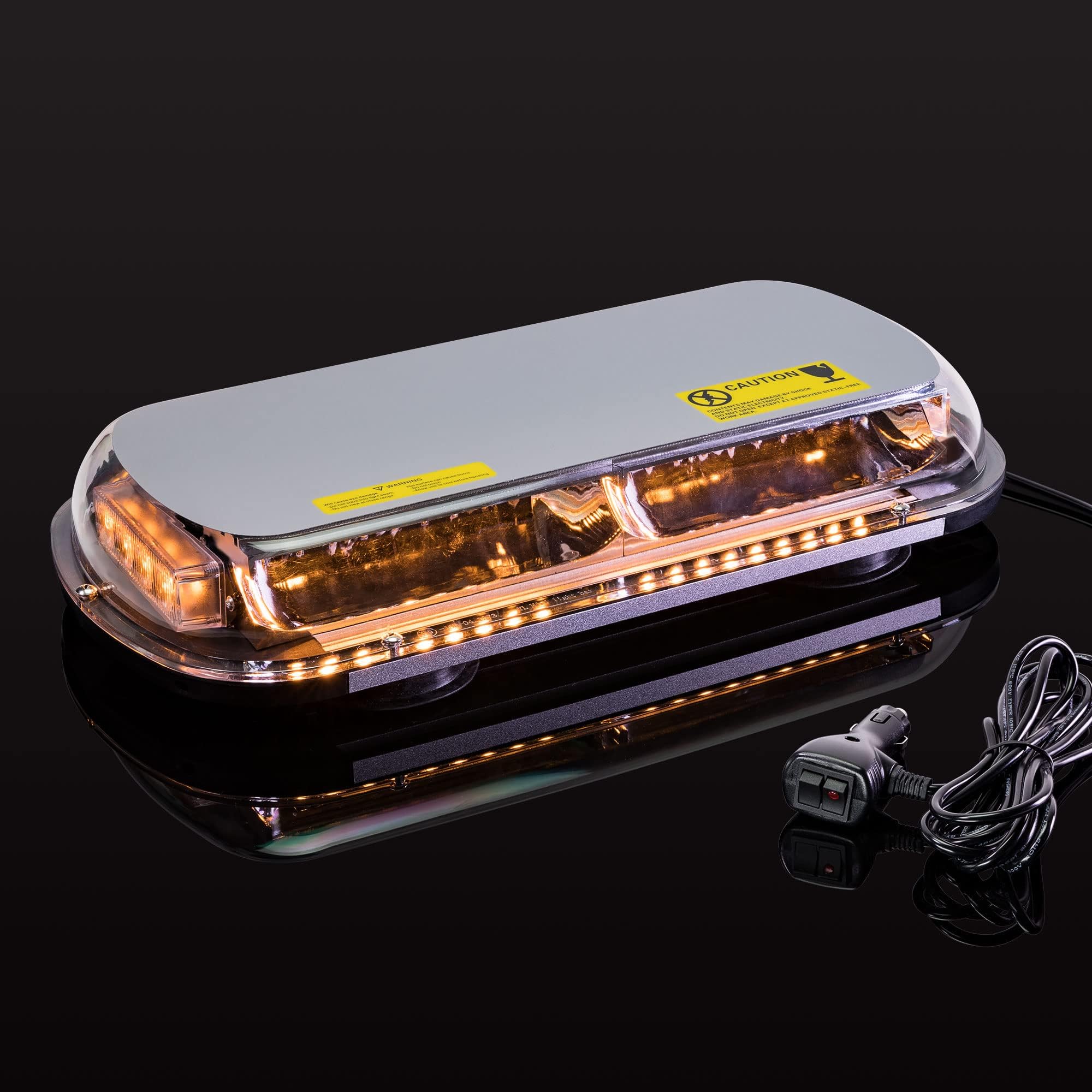 16" 132W Amber LED Mini Light Bar - Waterproof Magnetic Roof Top Mount Emergency Strobe Warning Flashing Light Bar for Trucks Golf Cart Tractors Vehicles Cars Forklift