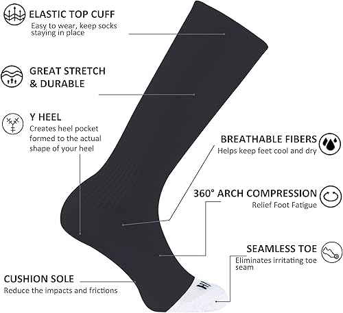 Miniatura 4 de Calcetines de compresión de fútbol y béisbol, unisex, para jóvenes, sólidos, hasta la rodilla, voleibol, fútbol