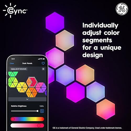 Miniatura 4 de Cync GE Dynamic Effects - Luces LED hexagonales inteligentes con WiFi que cambian de color, paneles de luz de pared para decoración de habitación,