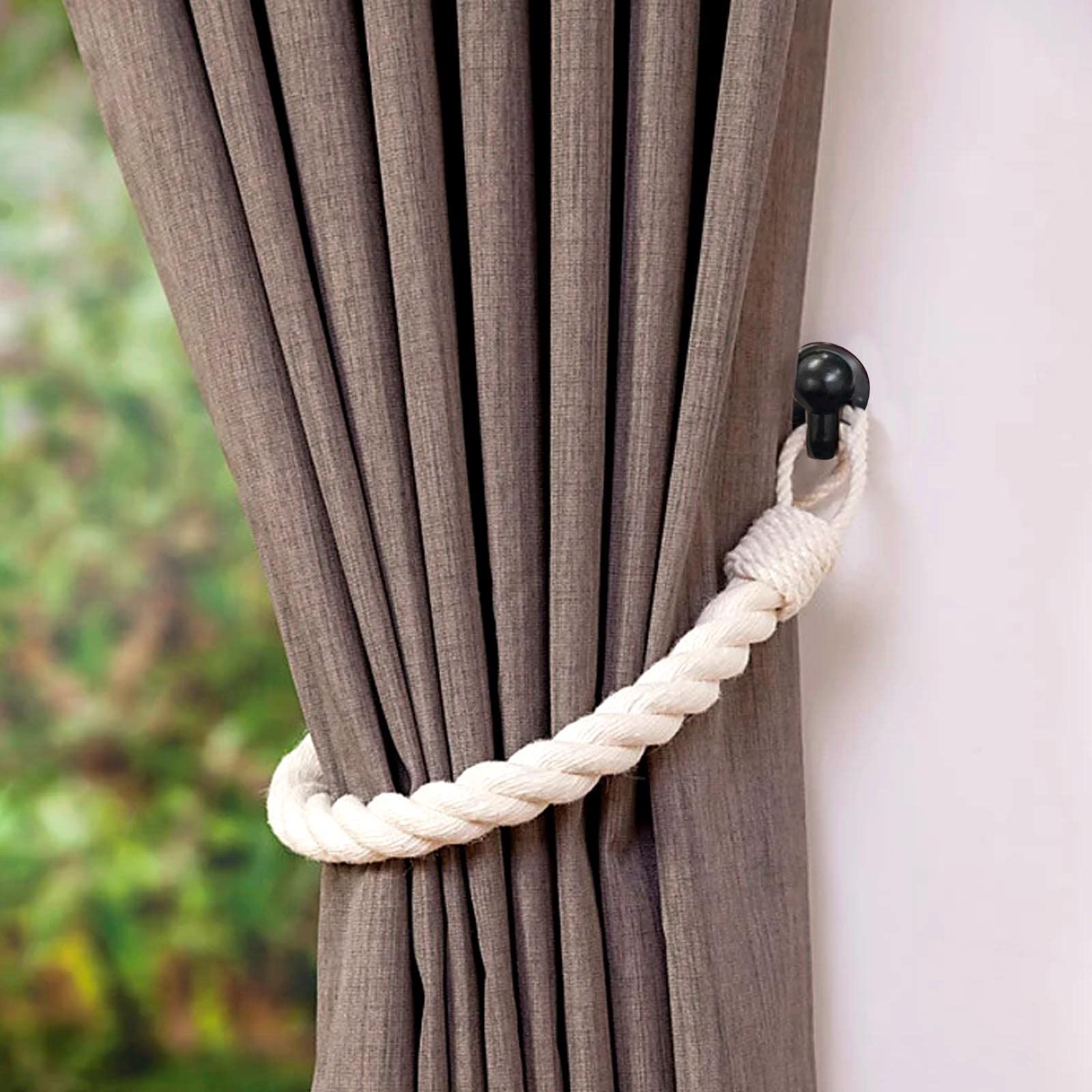 GWAWG 4 PCS Curtain Tie Backs Hooks, Elegant Black Polished Ball End Hanger Hook Securely Hold Your Curtains Clothes Coat - Image 3