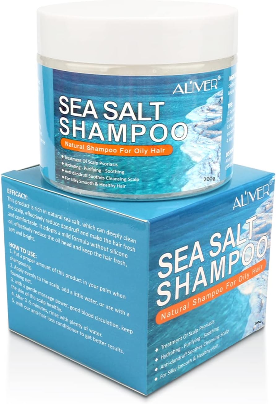 SolotreeSea Salt Shampoo, Anti-Dandruff Shampoo, Itchy Scalp Shampoo, Sea Salt Hair Treatment Shampoo for Scalp Itchy Scalp and Dandruff, 200G