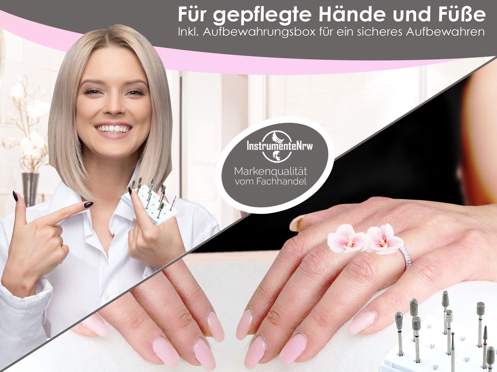 11 Teiliges Diamantschleifer Nagelfräser Fräser-Bits-Set mit Vitrinen-Box