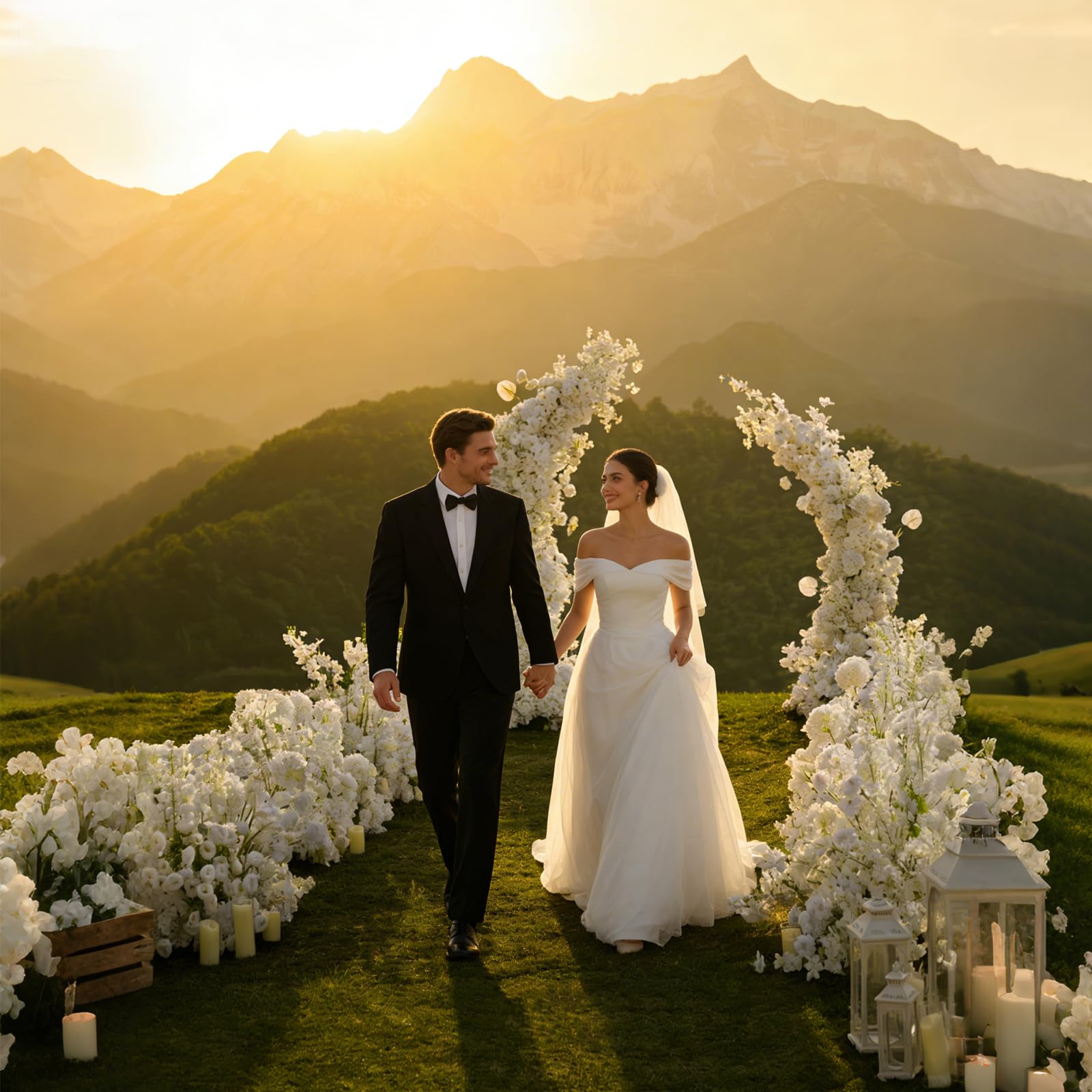 PlusFive Hochzeitsbogen Set (2 m & 2,1m) Traubogen Hochzeitsbogen Gestell Ballonbogen Gewölbter Hintergrundrahmen Wedding Arch für Hochzeit Zeremonie, Geburtstag, Babyparty, Hintergrunddekoration