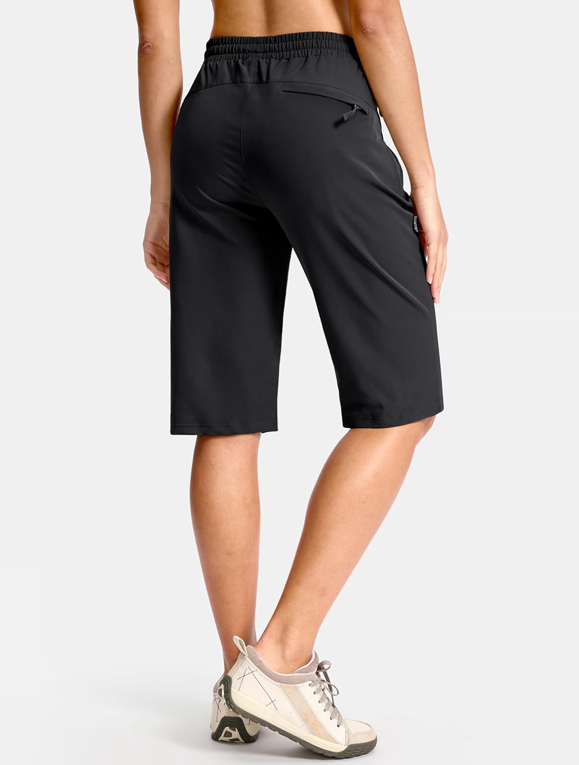 SANTINY Women's 13" Long Hiking Shorts with 3 Zipper Pockets Quick Dry Lightweight Bermuda Knee Length Shorts for Women - Image 2
