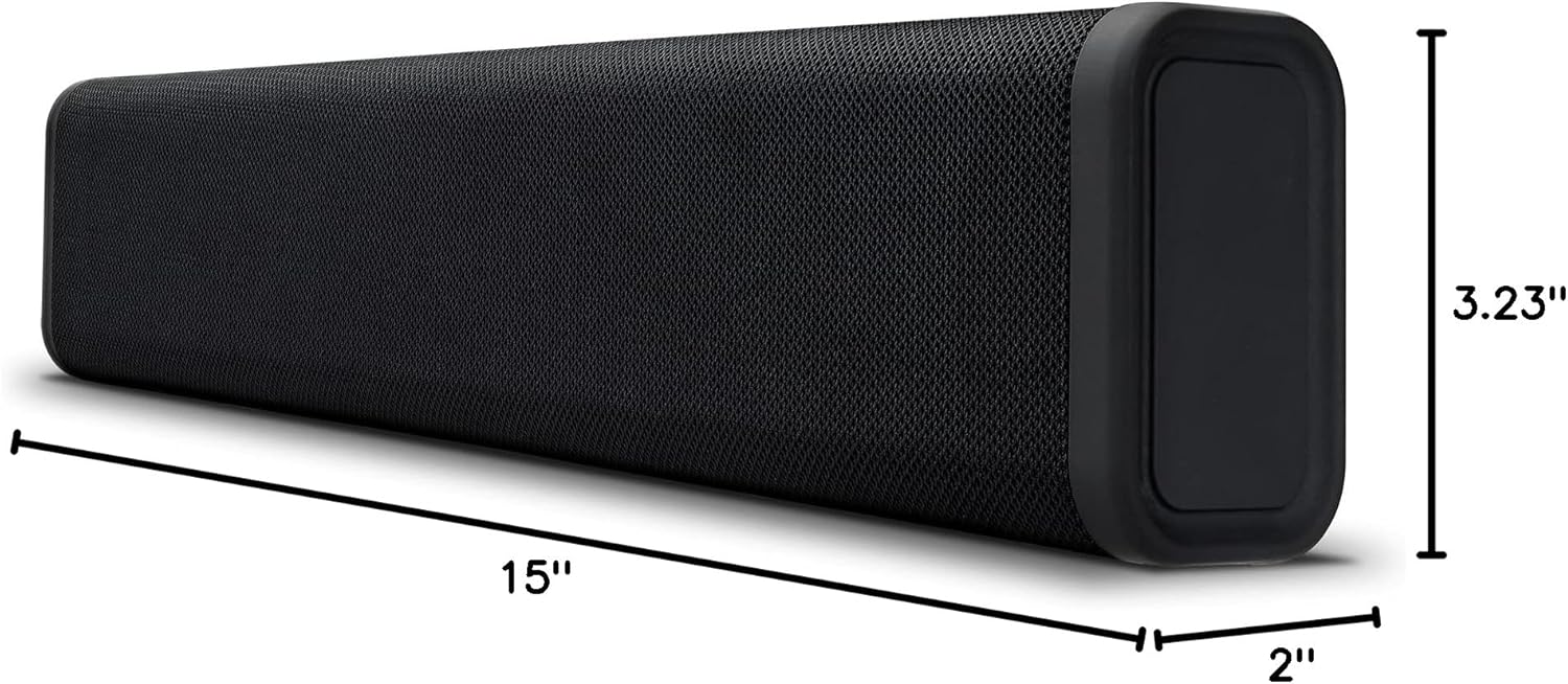 iLive Electronics 15 Inch Portable Wireless Speaker Sound Bar, Rechargeable Battery, Built in Microphone, Black (ISB150B)