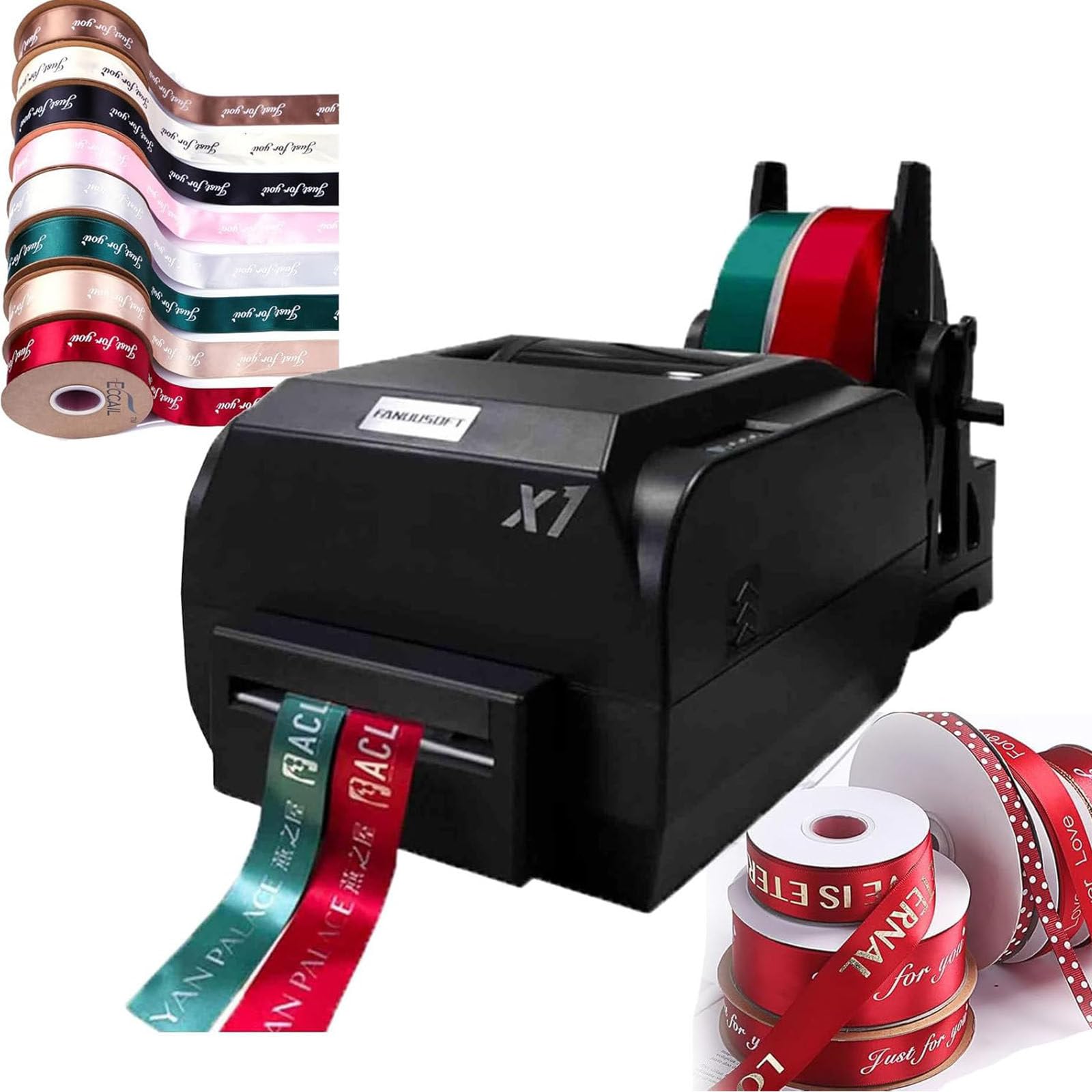 YXKJZHF Satin Ribbon Printing Machine,Digital Ribbon Printer with Ribbon Holder, Embossing Printing Machine for Wrapping