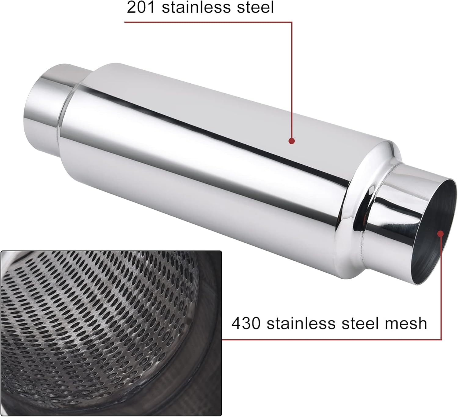 EVIL ENERGY 3.0'' Lap Joint Exhaust Band Clamp, Bundle with 3" Inlet 3" Outlet Exhaust Muffler Center