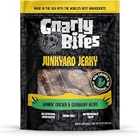 GnarlyBites Junkyard Jerky Dog Treats - Soft Chewy Chicken & Cranberry, Grain-Free Healthy Snacks for Puppies & Adult Dogs, 14oz