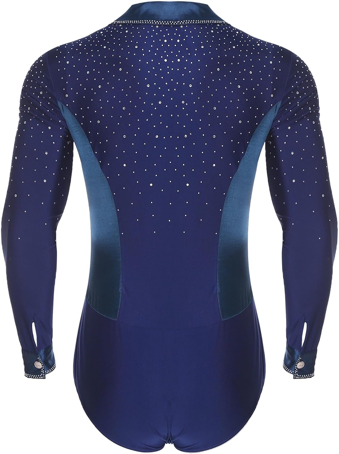 Mens Long Sleeve Latin Dance Shirt Tops Figure Skating Bodysuit Tango Cha-cha Ballet Dancewear