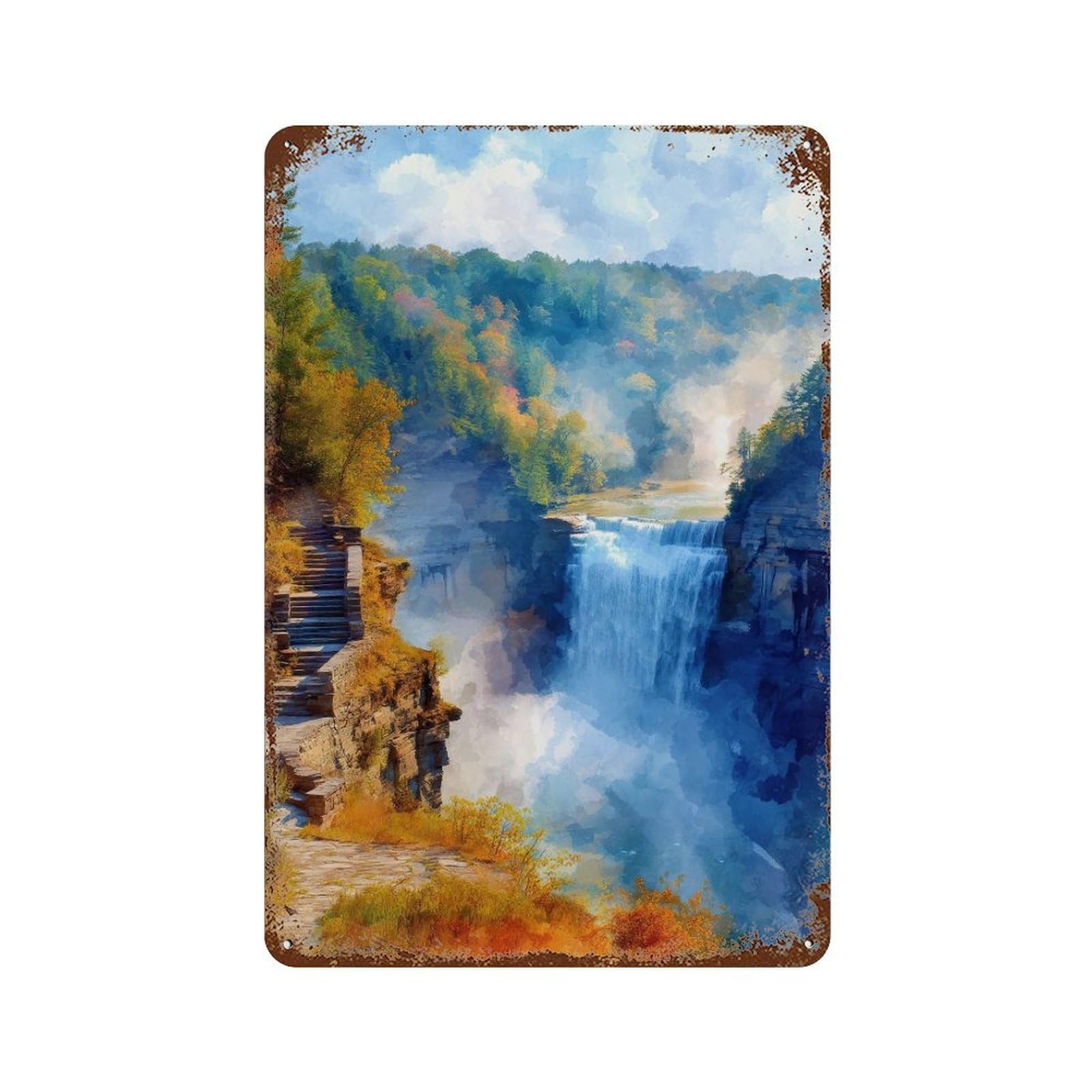 xiaoxiaoshen Letchworth State Park New York Travel Waterfall NY Nature Wall Decor Art Metal Tin Poster Modern Home Decor Art Home Bar Shop Decorations Vintage Sign 30x20cm