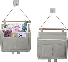 Hanging Organizer for Door and Wall, 2 Bags Wall Hanging Storage Waterproof Linen Fabric Wide Pocket Hanging Shelves for Bedroom Bathroom Kitchen and Office