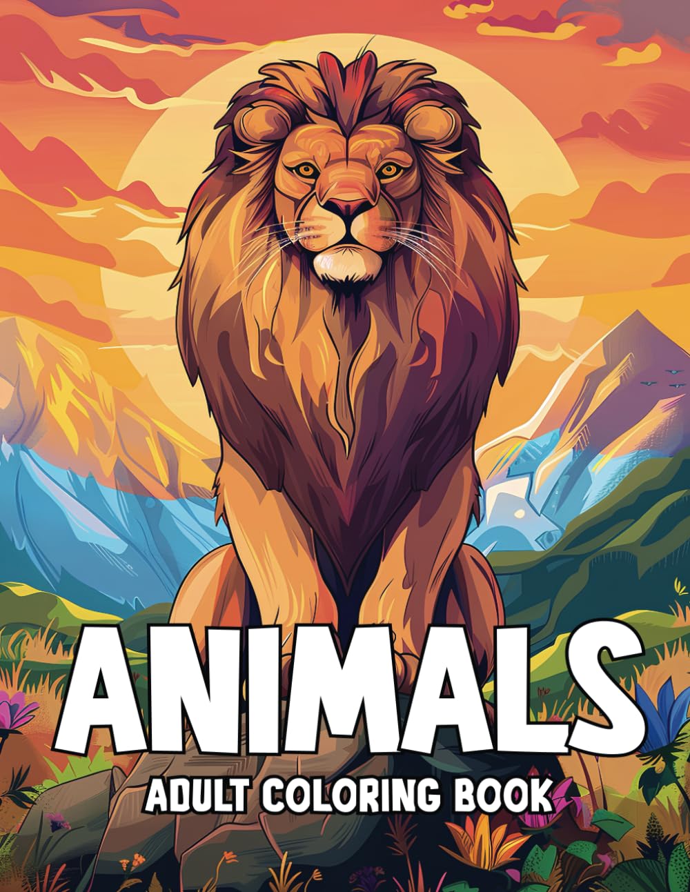 50 Wild Animals: Stress Relieving Adult Coloring Book for Men and Women with Lion, Panther, Squirrel, Owl, Wolf, Tiger and So Much More