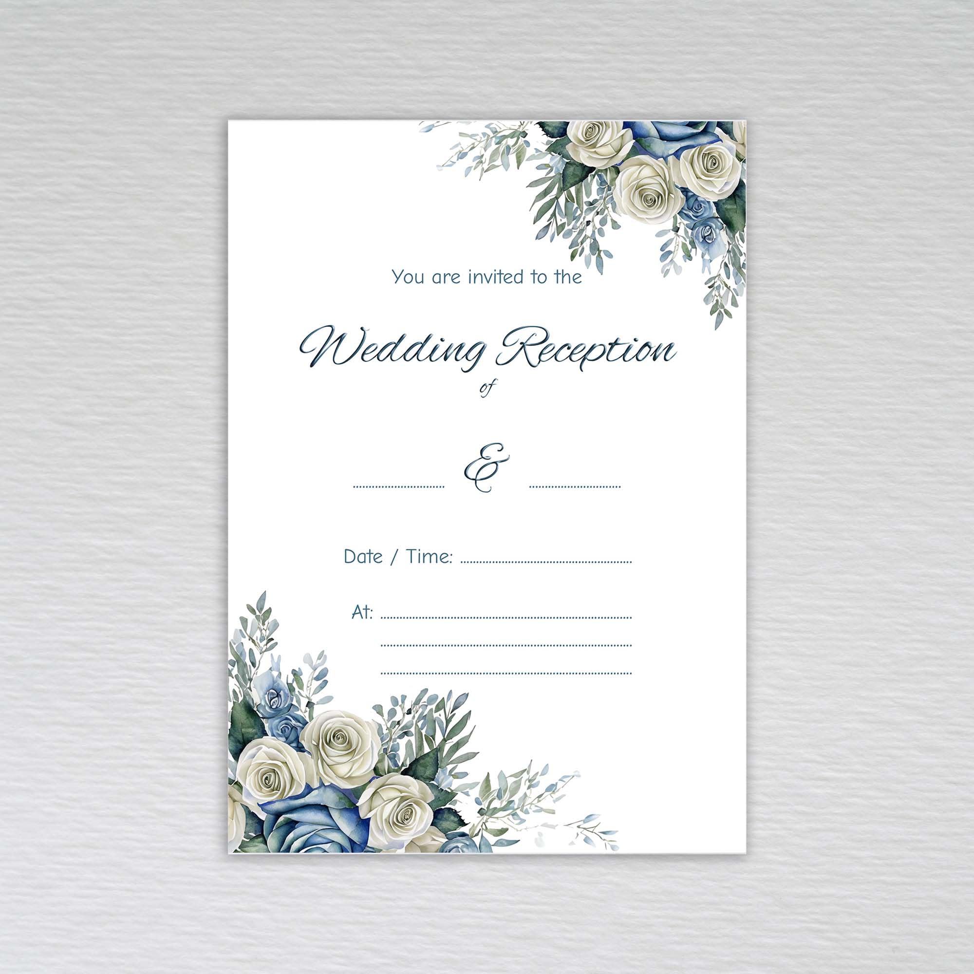 Webspectations Pack of Wedding Reception Invitations: Dusty Blue Wedding Reception Invites (Pack of 50 without Envelopes) โ image 1