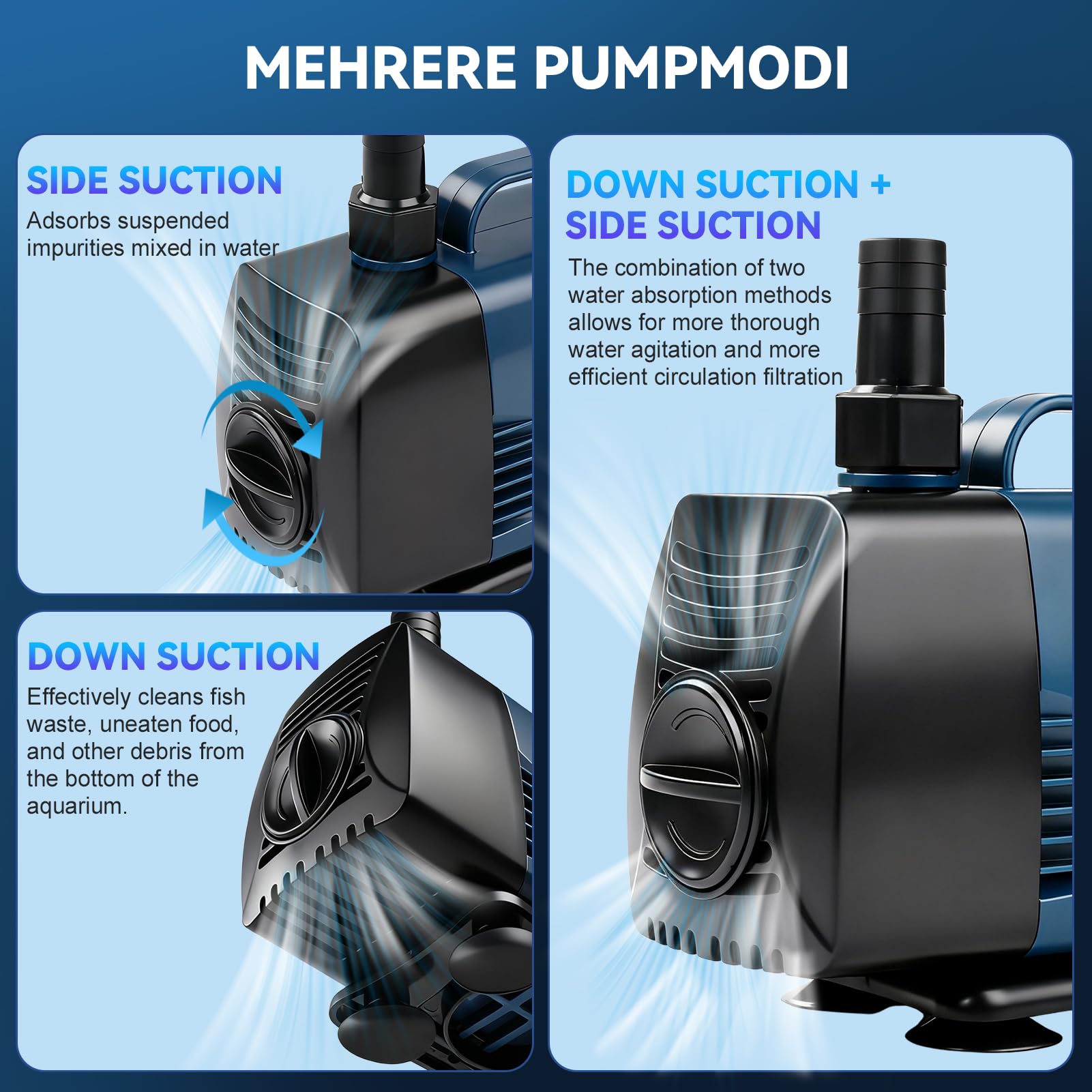 Nikou Pompe Submersible pour Bassin, 60W 4000L/H Silencieuse Aquarium Pompe avec Câble 1.8M, Protection Surchauffe, pour Aquarium, Filtration, Fontaine, Étang