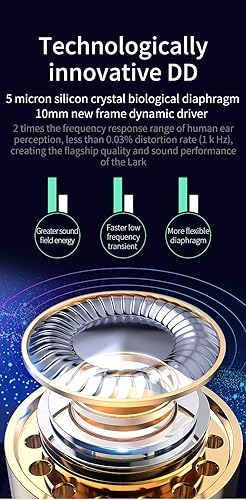 Miniatura 8 de H HIFIHEAR KBEAR Lark 1BA+1DD - Monitor de oído con graves de alta fidelidad, auriculares con cable IEM, auriculares estéreo de alta fidelidad con