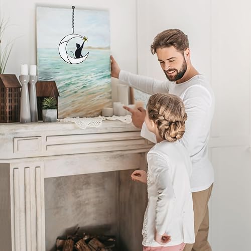 Miniatura 4 de Colgante de vitral, atrapasoles para ventana, regalos para amantes de los gatos para mujeres, regalos conmemorativos por pérdida de gato, decoración