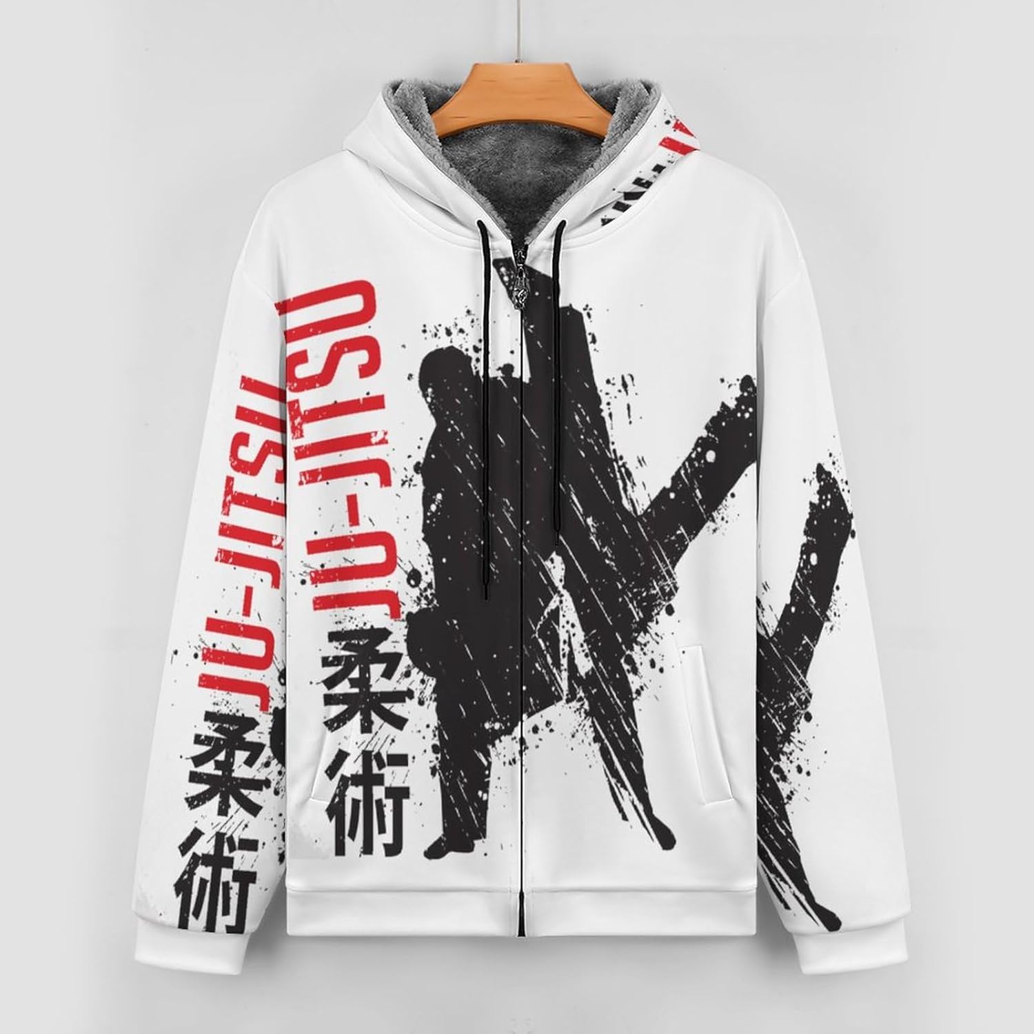 Jiu Jitsu Brazil Warm Zippered Men's Hoodie Sweater Sweatshirt Fashion Short Jacket Fleece Coat