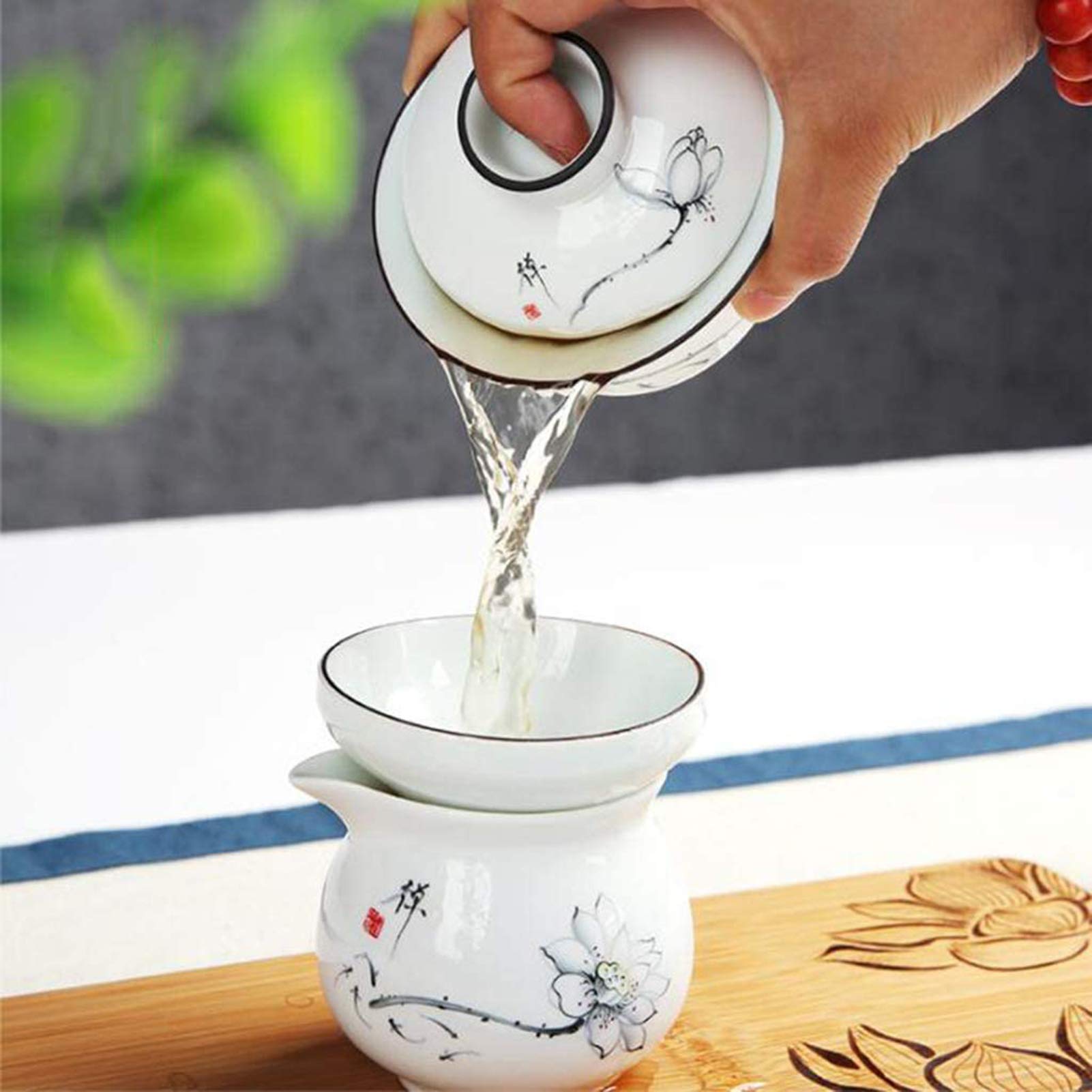 Juego de té de Kung Fu para el hogar Hueco de Porcelana Blanca/Juego de té japonés de cerámica/Tetera Pintada a Mano/Taza de té/Ceremonia del té