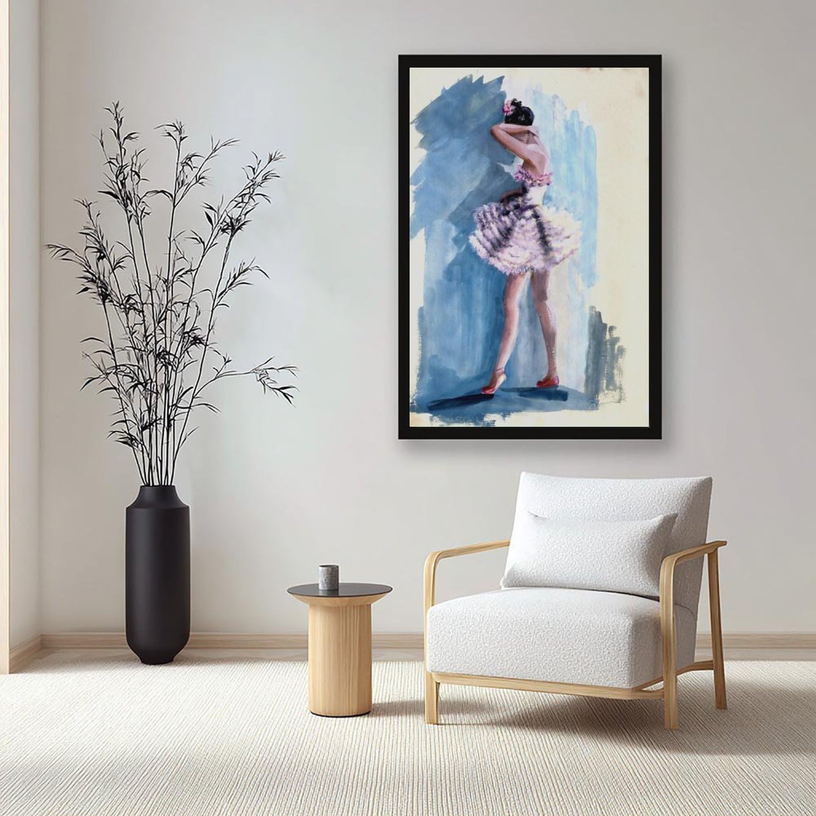 Poster su tela a tema ballerina ad acquerello blu danza poster decorazione camera da letto paesaggio ufficio camera da letto decorazione regalo 40,6 cm L x 61 cm W