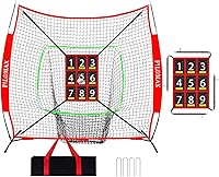 FILOMAX 7x7 ft Baseball Softball Practice Net with 9 Numbered Strike Zone - Portable PRO Hitting Pitching Trainer Bow Frame Carry Bag