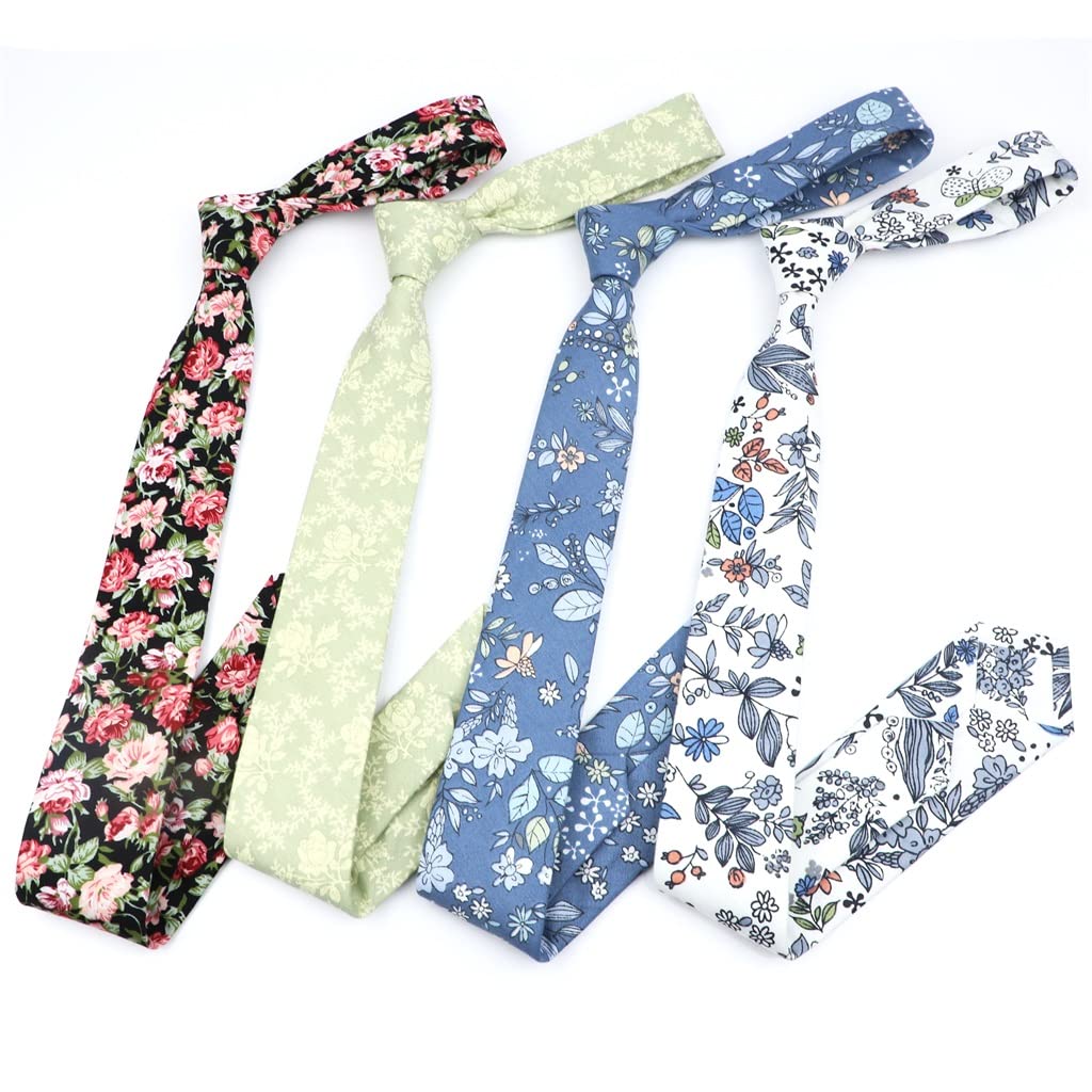 Corbata Floral de algodón Corbata Estampada Ajustada para Hombre Corbata Casual para Hombre Traje de Corbata Pajarita Floral