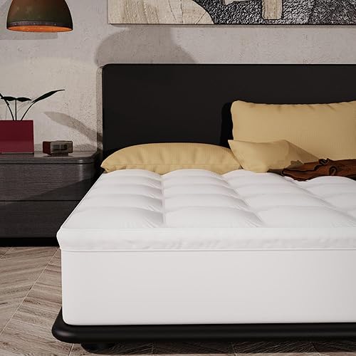 Epitex Cubrecolchón tamaño King, extra grueso y suave, esponjoso para cama tamaño King, transpirable y de apoyo con diseño de bolsillo profundo de 8