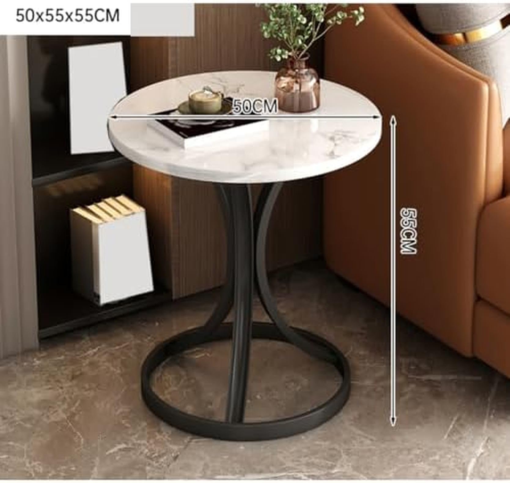 サイドテーブル 丸 コーヒーテーブル 大理石 ゴールド脚 ソファ横