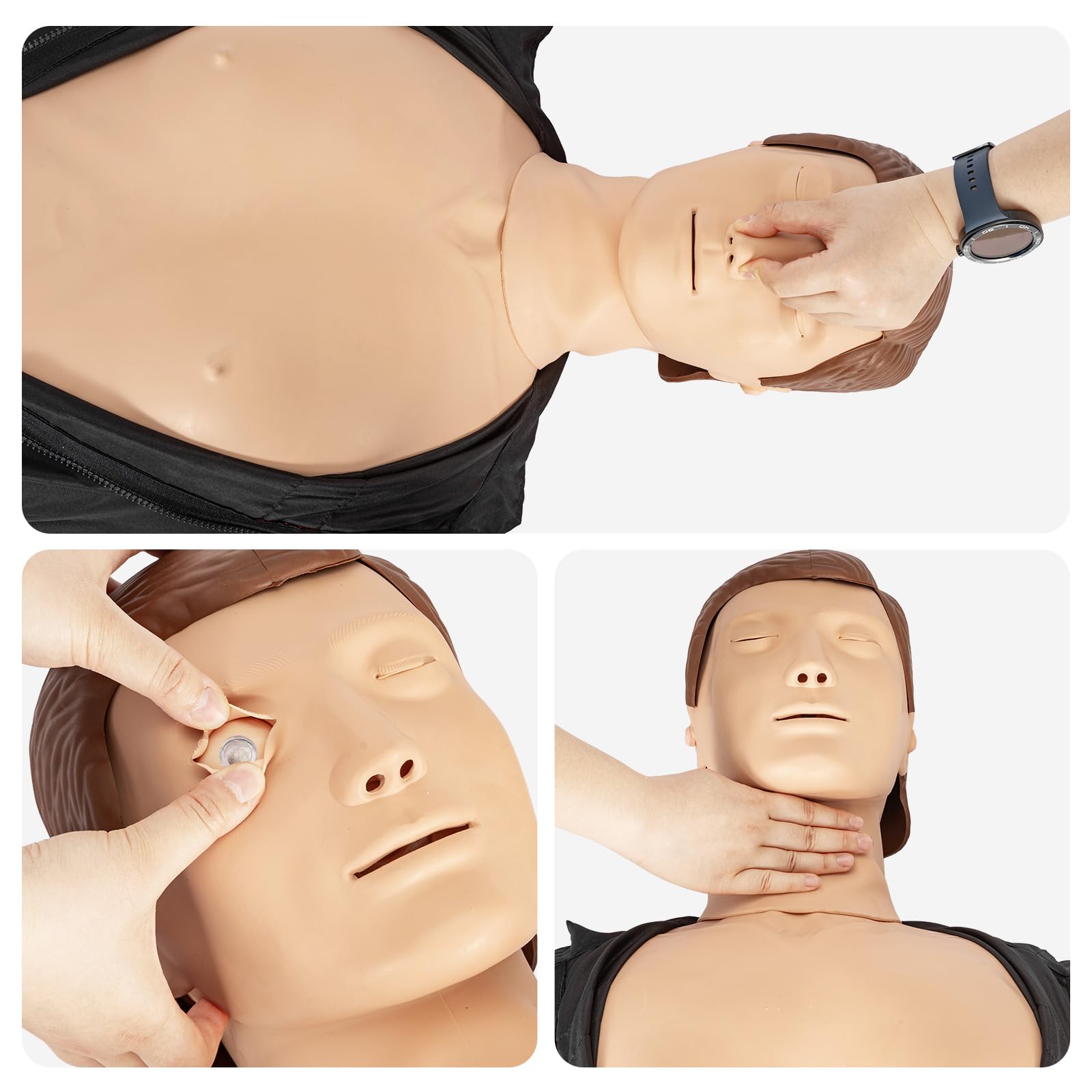 CPR Puppe Erwachsene Halbkörper Reanimationspuppe Herz-Lungen-Wiederbelebung Trainingsmodell Erste Hilfe Übungspuppe für Beatmung und Herzdruckmassage 73 x 35 x 19 cm