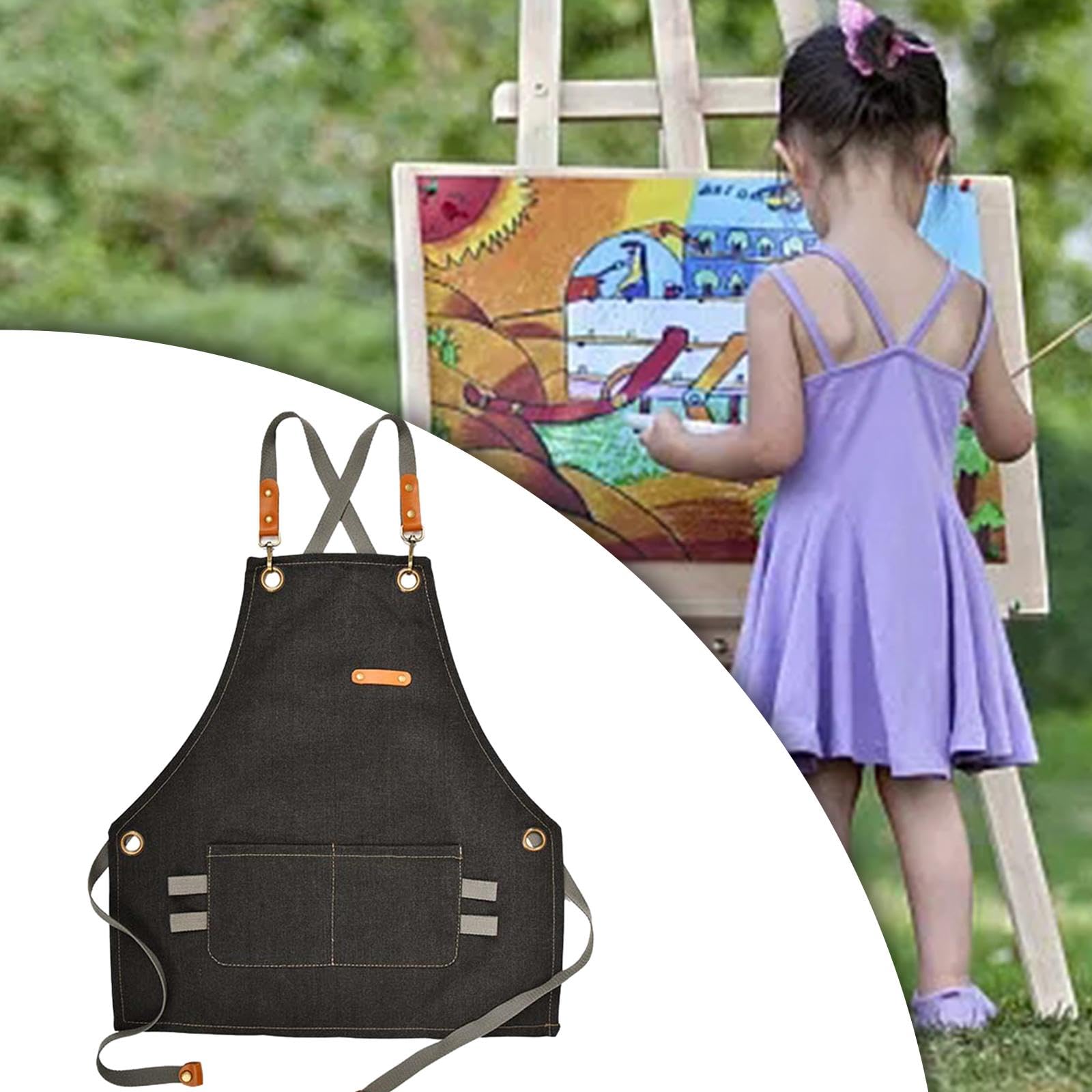 rockible Tablier pour Enfants Tablier de Chef pour Enfants Peinture Jouets Tablier de Cuisine Étanche à l'huile, Tablier de Peinture, Noir, S