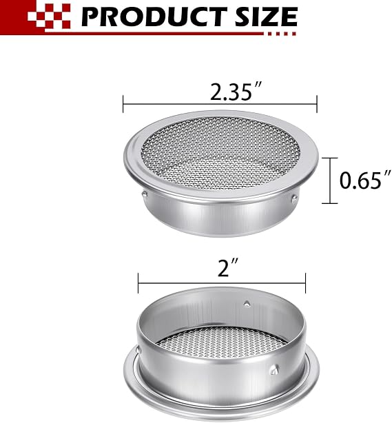 2-Inch Round Open Screen Vent, Mill Finish, 6 Pack