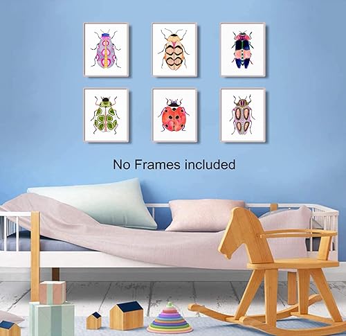 Miniatura 3 de Coloridas impresiones artísticas de pared de insectos, acuarela, escarabajo azul, mariquita, pintura en lienzo, póster colorido de pared de insectos