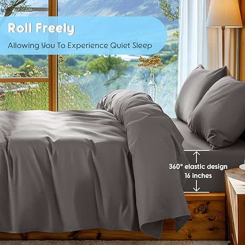 Miniatura 6 de SONORO KATE Juego de sábanas 100% algodón egipcio, 1000 hilos altos, sábanas de lujo de satén de hotel de 5 estrellas, suaves y transpirables, para
