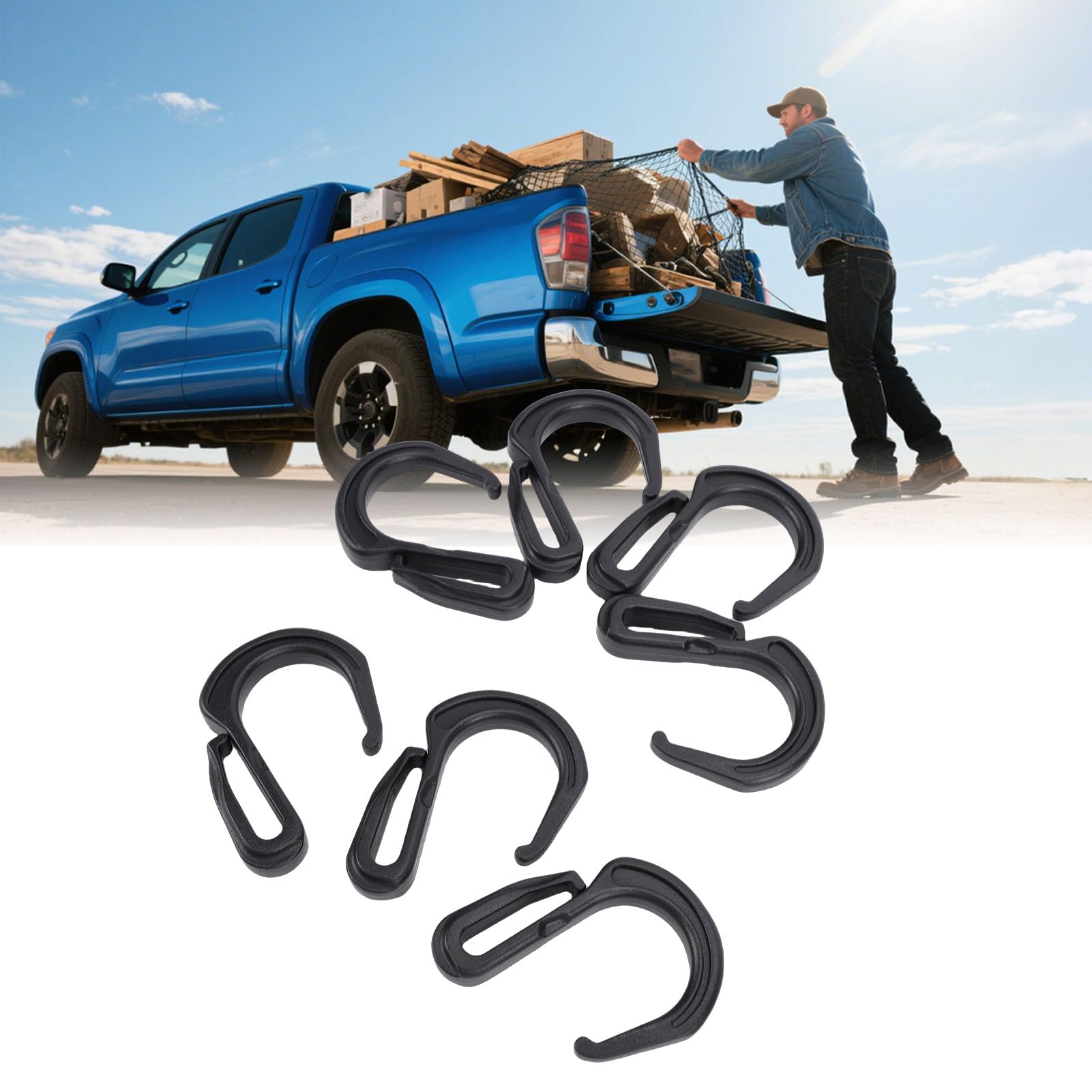 Generic 20 Stück Haltbarer, Elastischer Gummi-Bungee aus Kunststoff, Passend für Kordelhaken Zur Gewährleistung des Ladungsschutzes, Universell für Kofferraum- und LKW-Netze, 20 X S-Haken