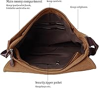 Vista 4 de Vintage Canvas Satchel Messenger Bag for Men Women,Travel Shoulder bag 13.5" Laptop Bags Bookbag (Coffee-01)