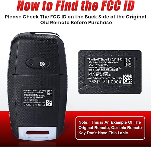 Miniatura 5 de Llave remota para Kia Optima 2016 2017 2018 2019 2020 ID de la FCC SY5JFRGE04 PN 95430-D4010 4 Botones Transmisor de control remoto del coche 434Mhz