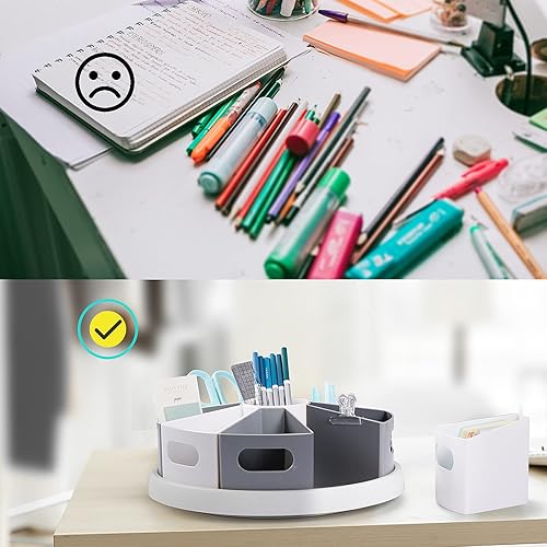 Miniatura 6 de MeCids Organizador de almacenamiento giratorio de 360 grados, soporte para bolígrafos, organizador de 12 pulgadas estilo Lazy Susan con cubos